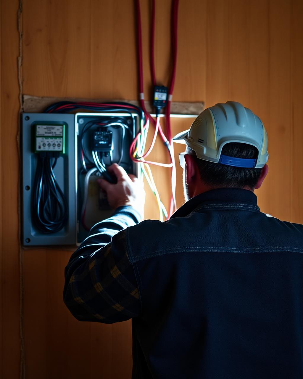 Elektrikár pri práci na rozvádzači